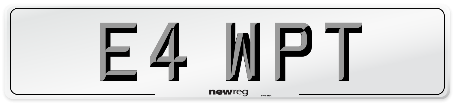 E4 WPT Number Plate from New Reg